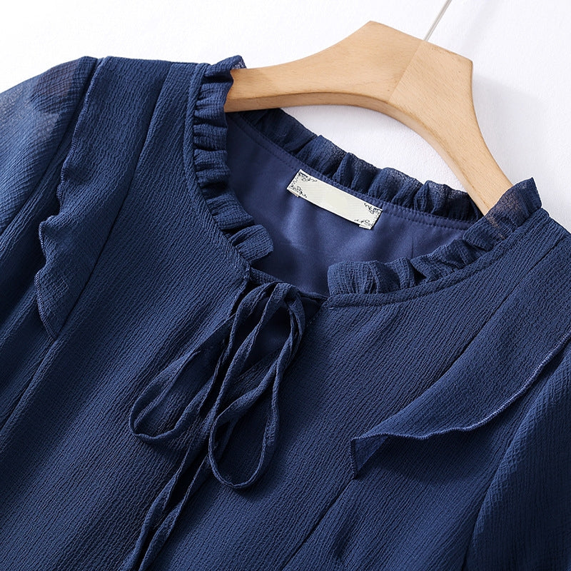 Plus Size Navy Blue Chiffon Dress