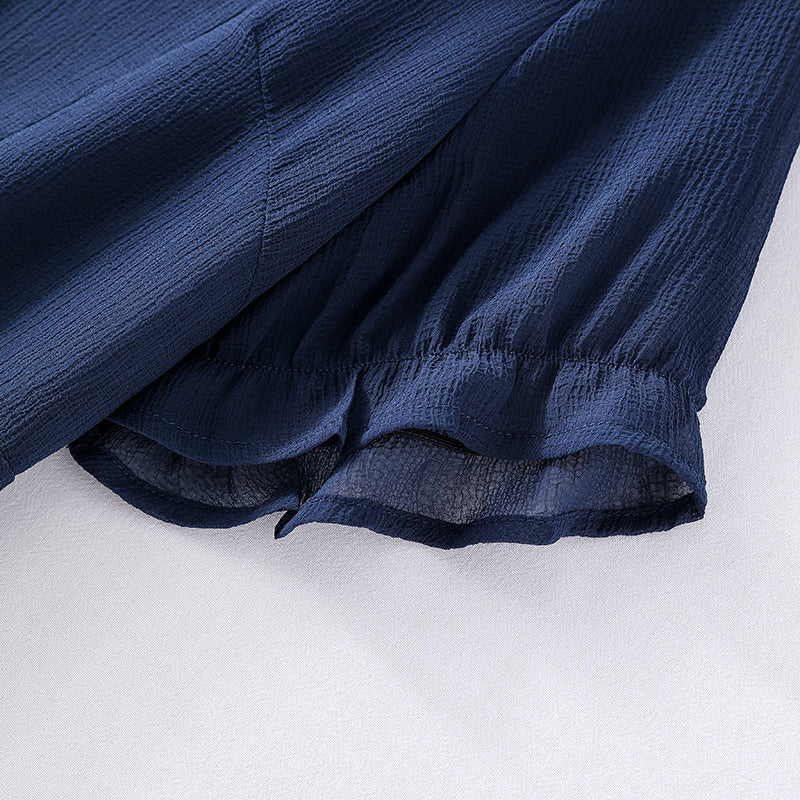 Plus Size Navy Blue Chiffon Dress