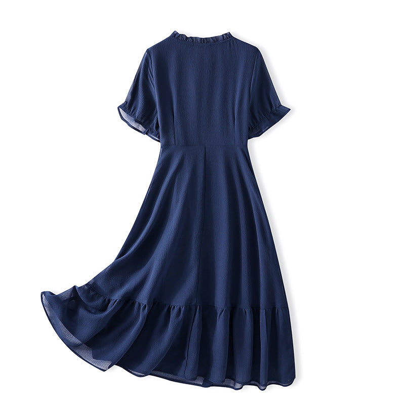 Plus Size Navy Blue Chiffon Dress