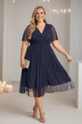 Whisper Plus Size Navy Fit and Flare Cocktail Dress