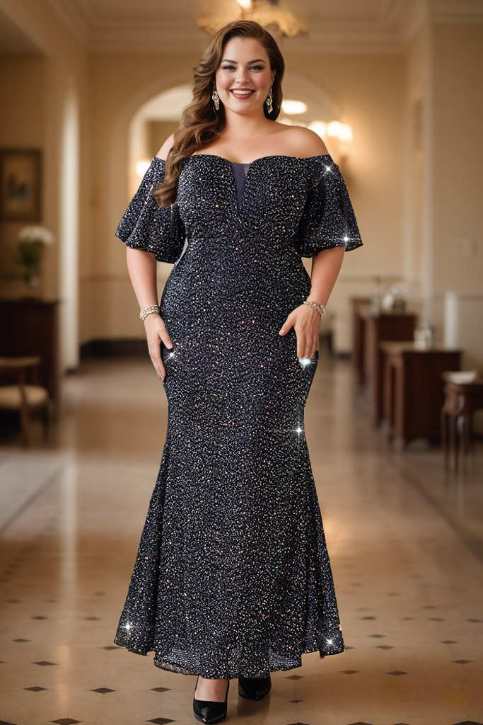 Ayva Plus Size Navy Mermaid Gown