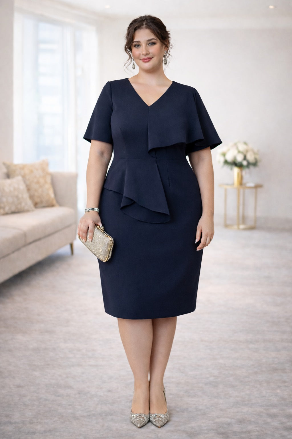 Capucine Plus Size Peplum Cocktail Dress