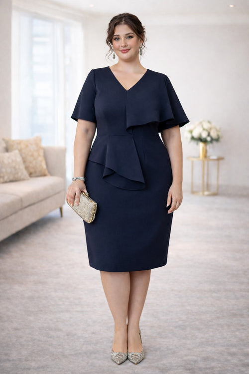 Capucine Plus Size Peplum Cocktail Dress