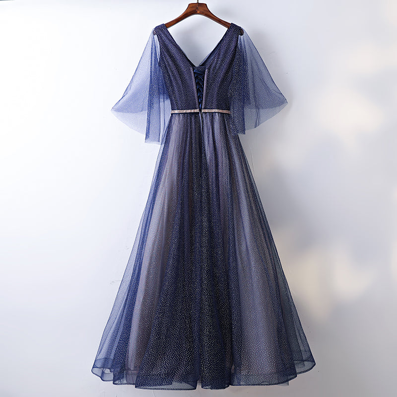 Plus Size Navy Short Sleeve Gown