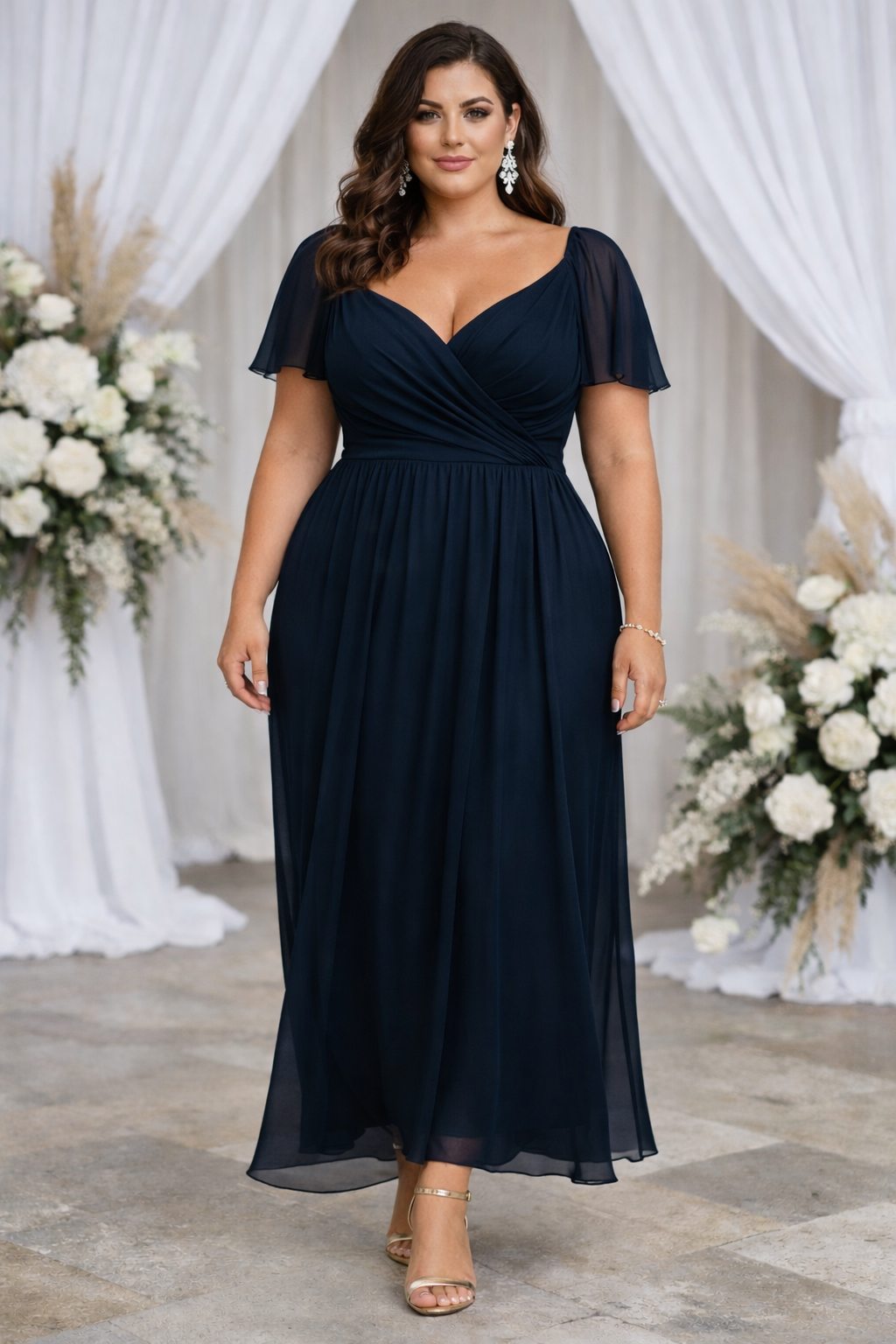 Lucinde Plus Size Navy Wrap Evening Dress