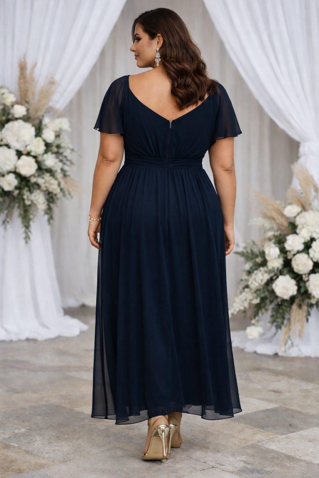 Lucinde Plus Size Navy Wrap Evening Dress