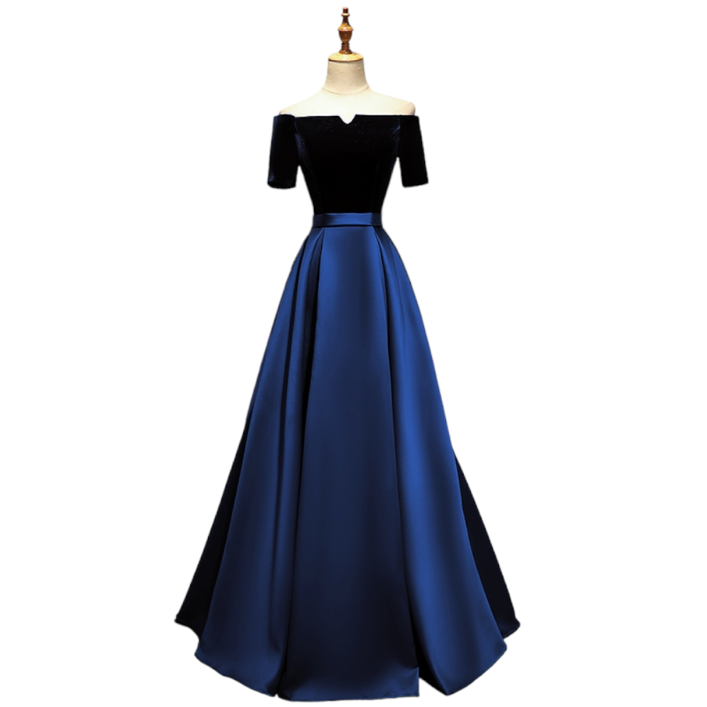 Plus Size Notch Neck Off Shoulder Evening Dress