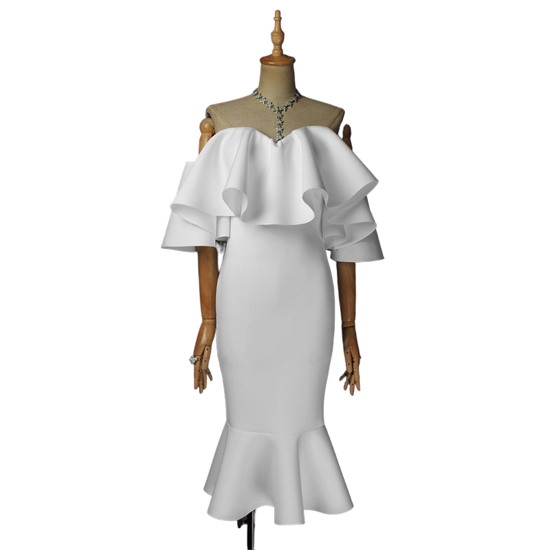 Plus Size Off Shoulder Pencil Mermaid Dress
