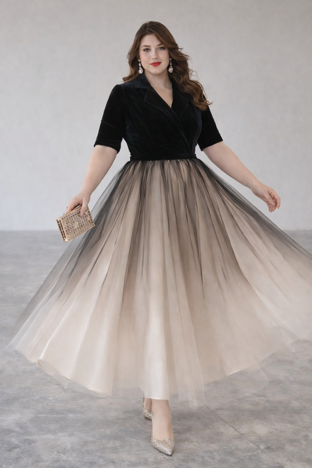 Etoile Plus Size Evening Dress – Blazer Ombre Tulle