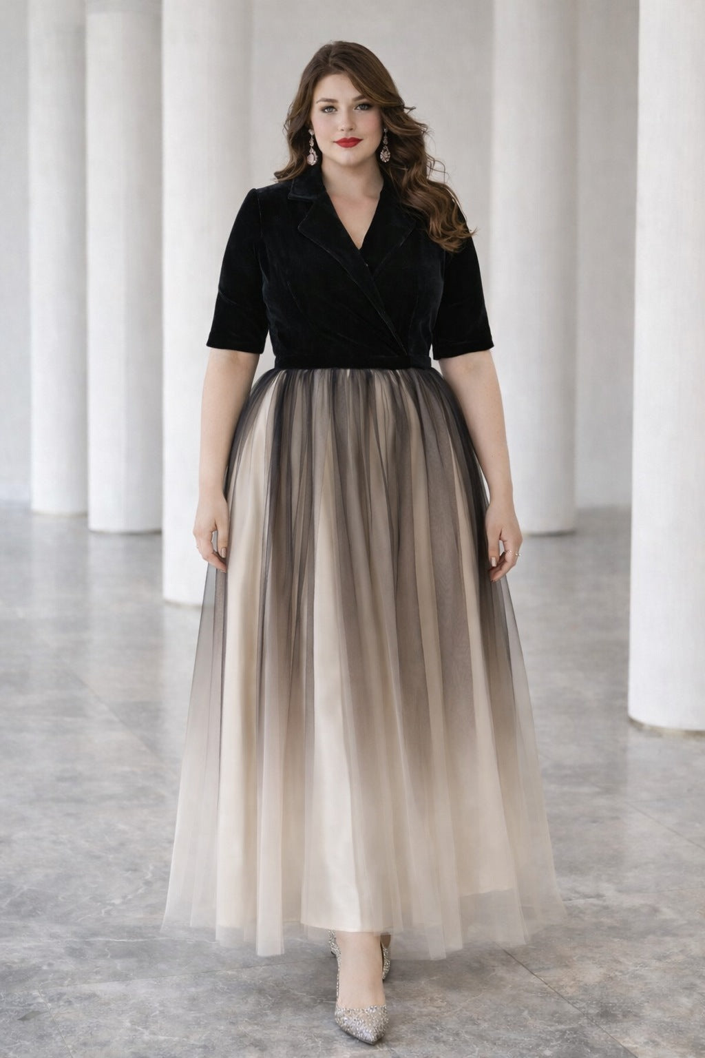 Etoile Plus Size Evening Dress – Blazer Ombre Tulle