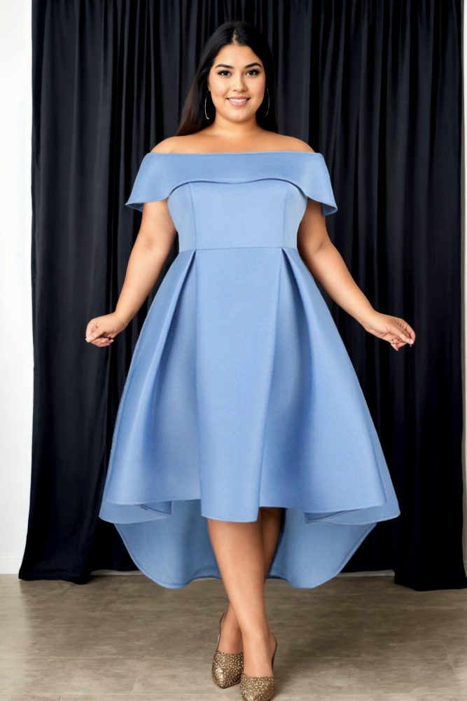 Sapphire Plus Size Pastel Blue Bardot Dress