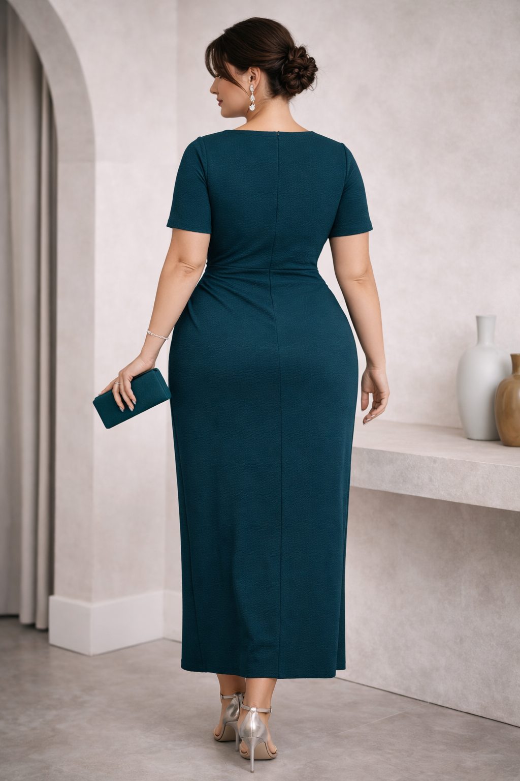 Calista Plus Size Wrap Evening Maxi Dress – Empire Waist Draping