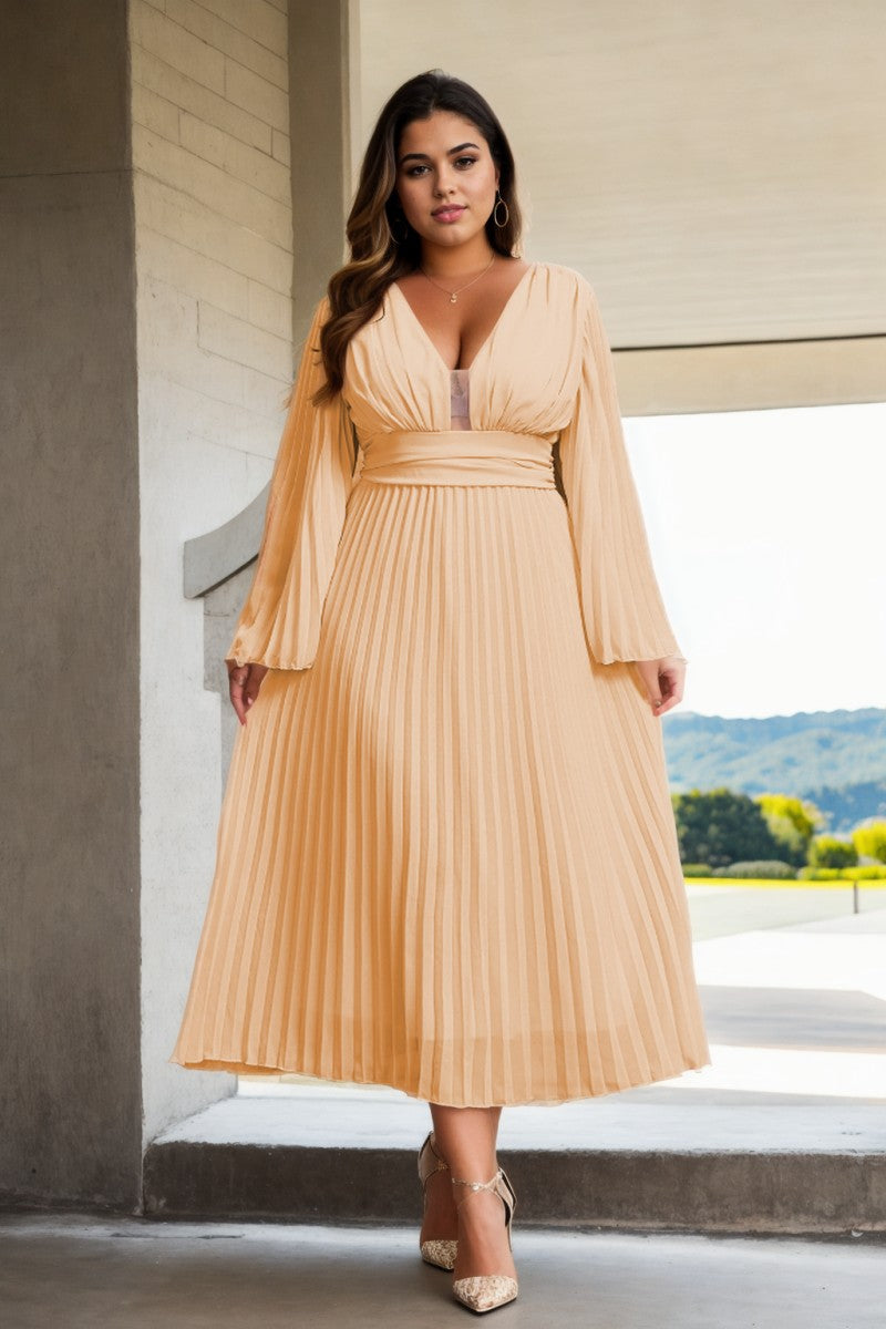 Opal Plus Size Grecian Pleated Cocktail Dress