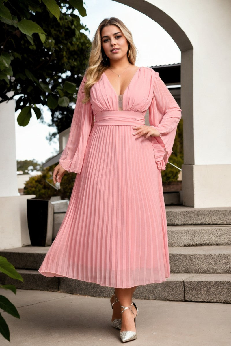 Opal Plus Size Grecian Pleated Cocktail Dress