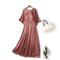 Isabela Plus Size Pink Grecian Maxi Dress