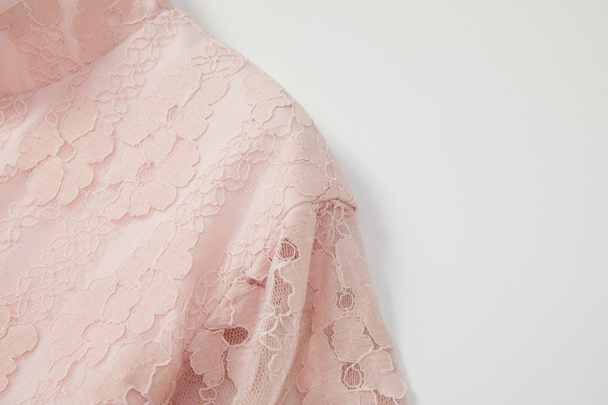 Amaya Plus Size Pink Lace Qipao