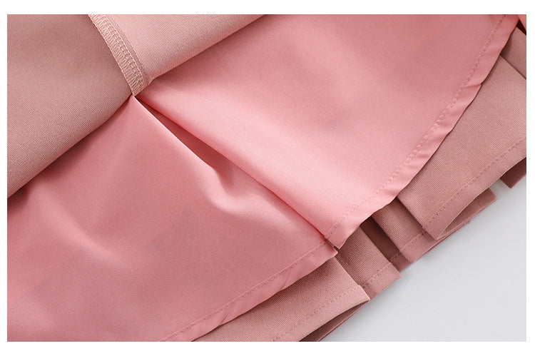 Plus Size Pink Pleats Mini Skirt