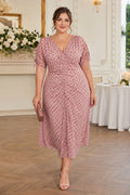 Lorena Plus Size Polka Dot Ruched Midi Dress