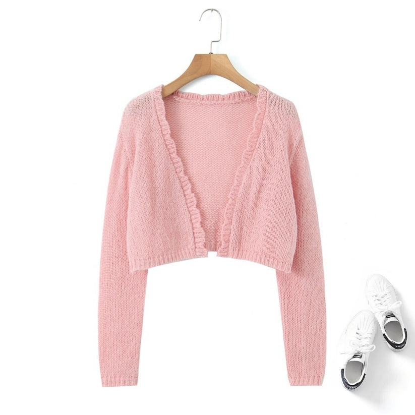 Plus Size Bubblegum Pink Crop Knit Cardigan