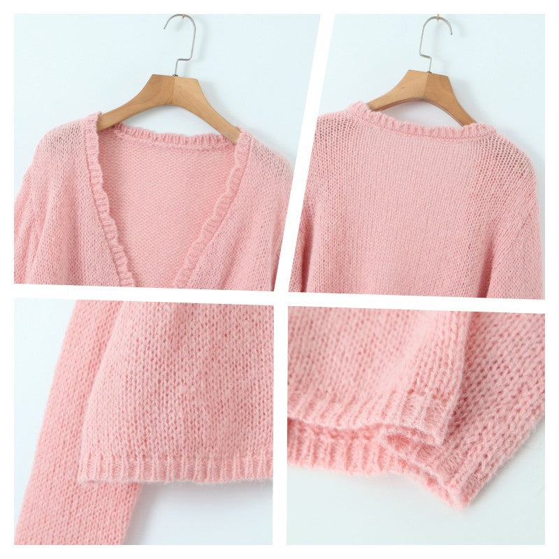 Plus Size Bubblegum Pink Crop Knit Cardigan