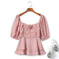 Plus Size Pink Rose Corsage Vintage Top