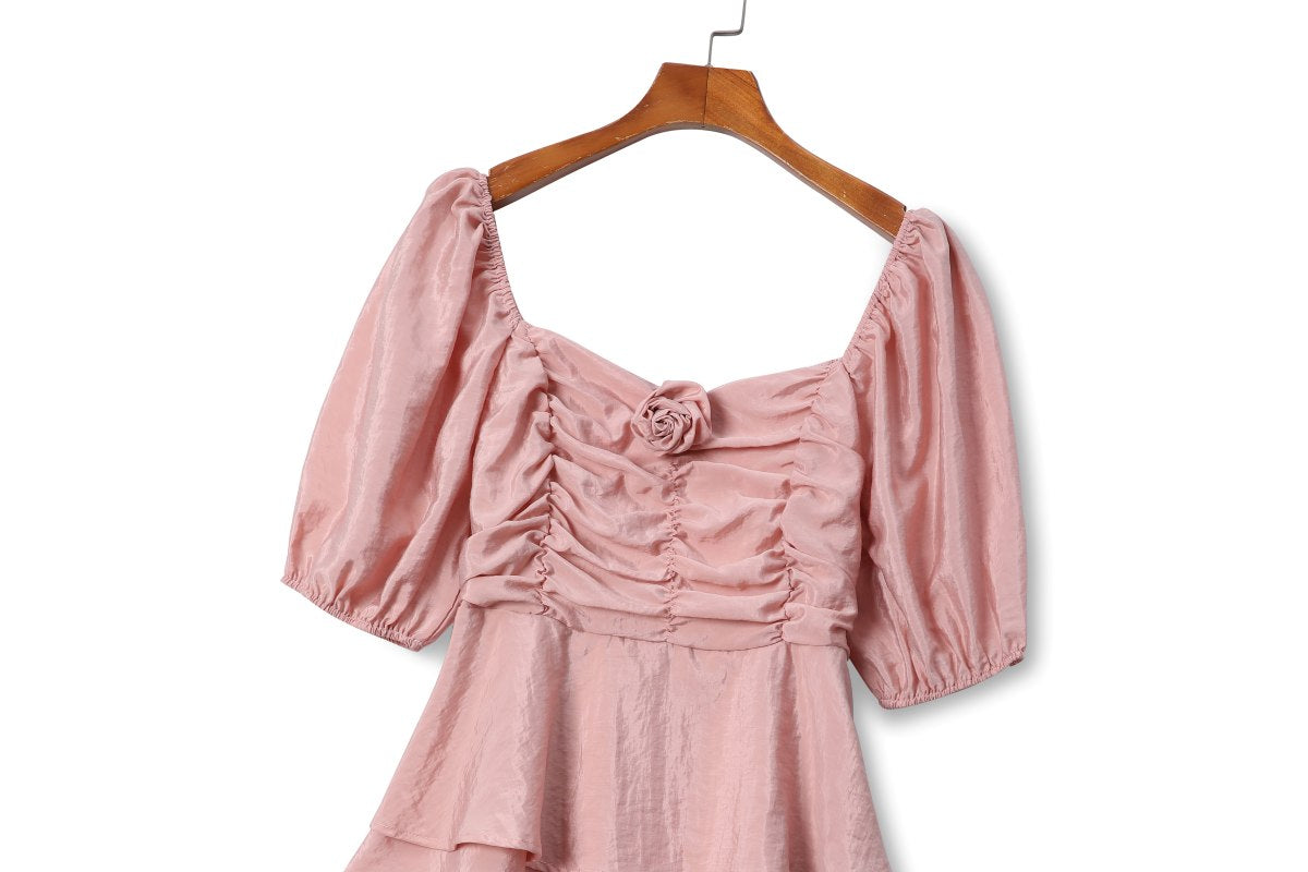 Plus Size Pink Rose Corsage Vintage Top