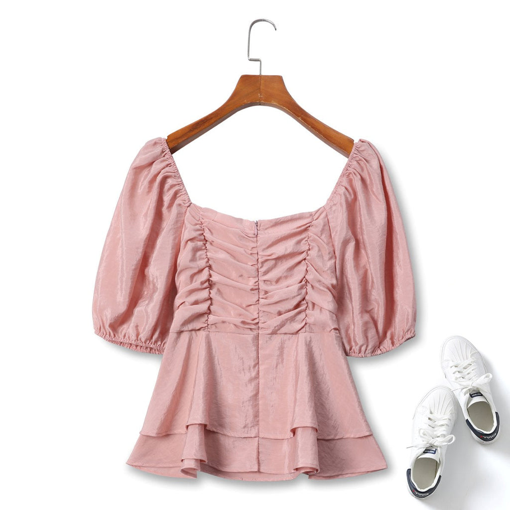 Plus Size Pink Rose Corsage Vintage Top
