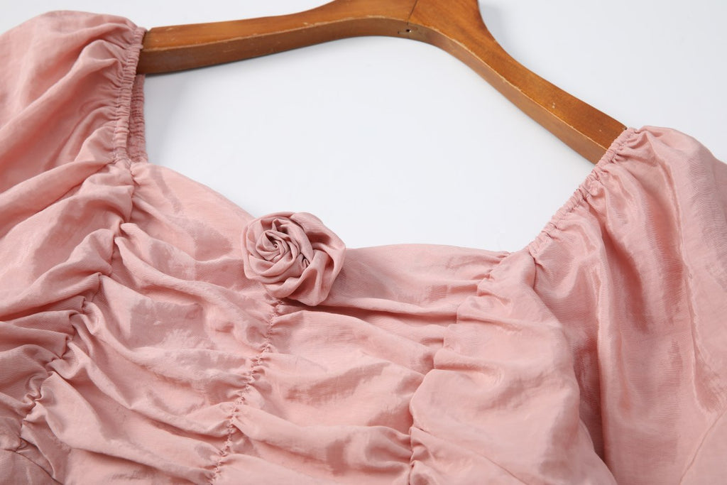 Plus Size Pink Rose Corsage Vintage Top