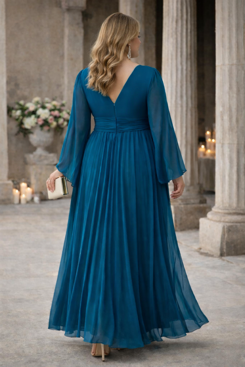 Amara Plus Size Grecian Pleated Evening Gown