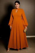 Bria Plus Size Formal Pleat Long Sleeve Maxi Dress