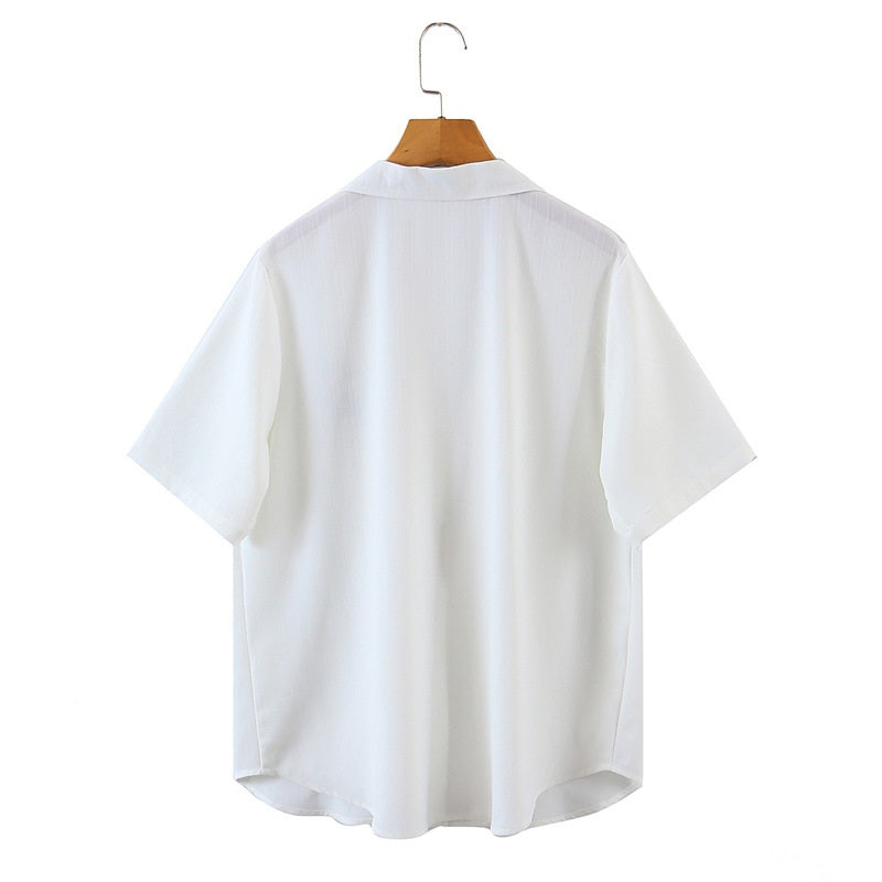 Plus Size Pocket Shirt Blouse