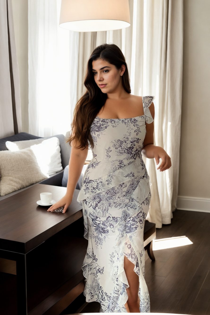 Hayley Plus Size Porcelain Print Dress