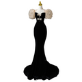 Plus Size Puff Sleeve Fishtail Gown