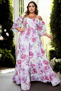 Katalina Plus Size Purple Floral Formal Dress