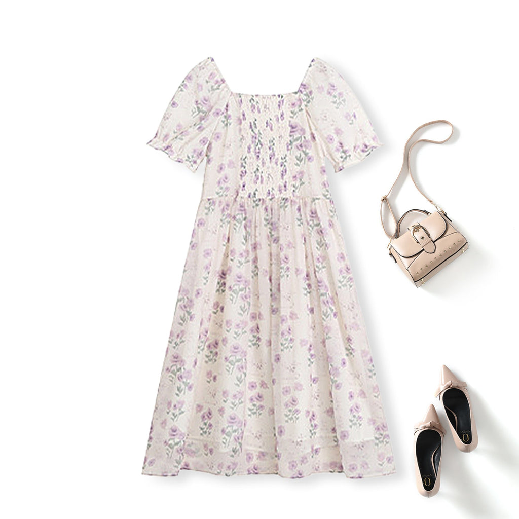 Plus Size Purple Flowers Dress