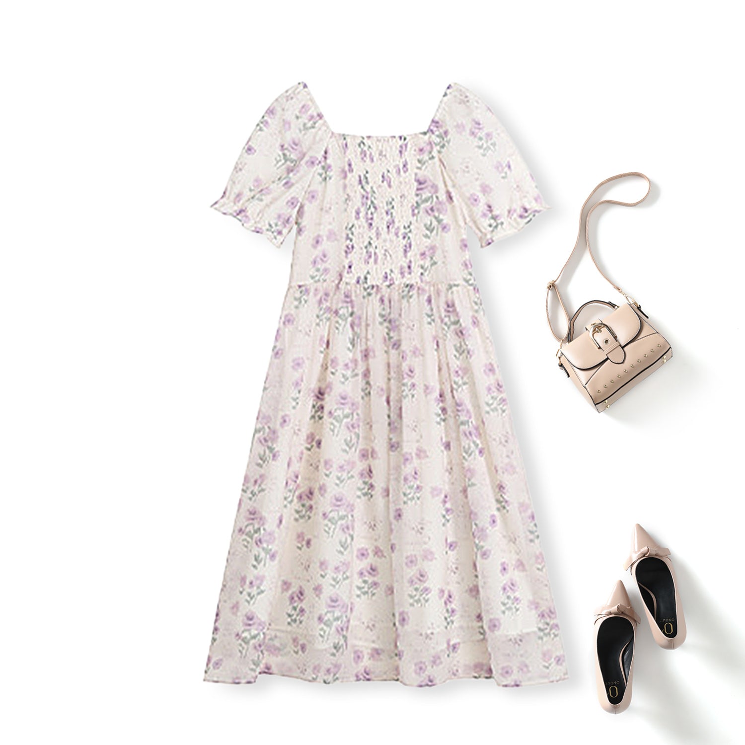 Plus Size Purple Flowers Dress