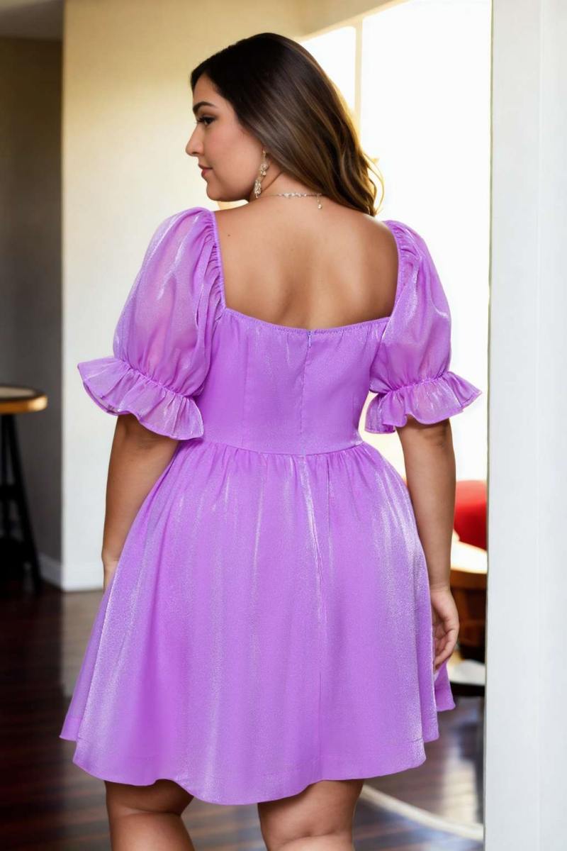 Aurora Plus Size Purple Shimmer Short Dress