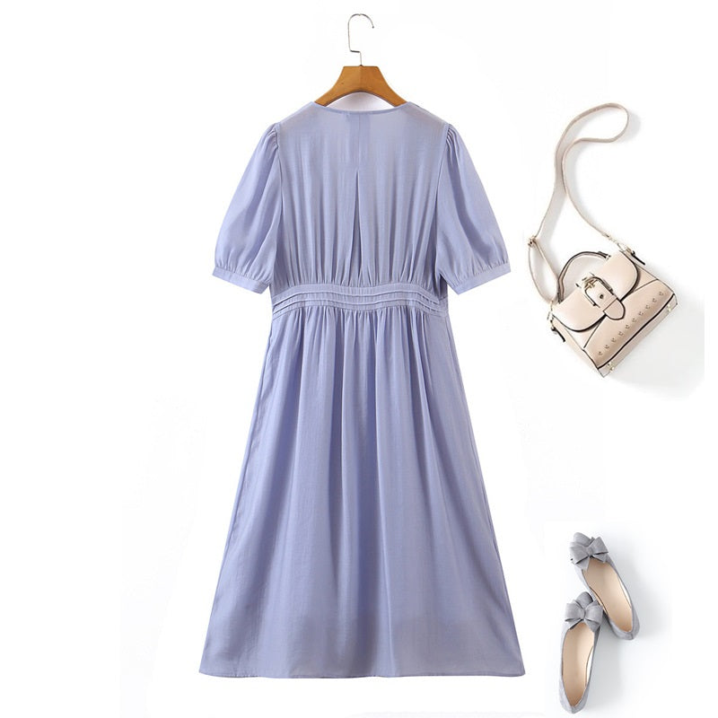 Plus Size Purple Wrap Midi Dress