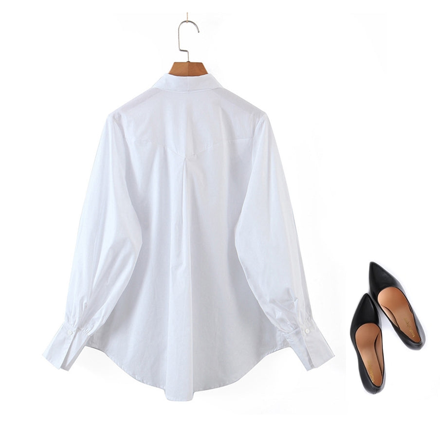 Plus Size Pussybow White Blouse