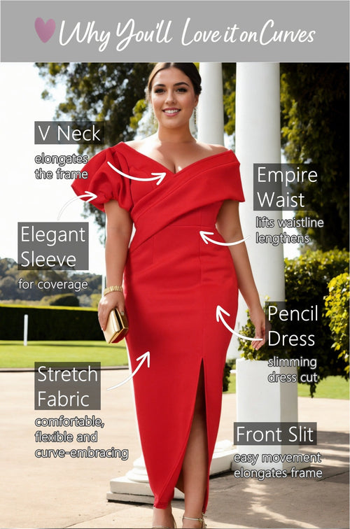 Arden Plus Size Off Shoulder Cocktail Midi Dress