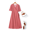 Avril Plus Size Red Ditsy Floral Wrap Dress