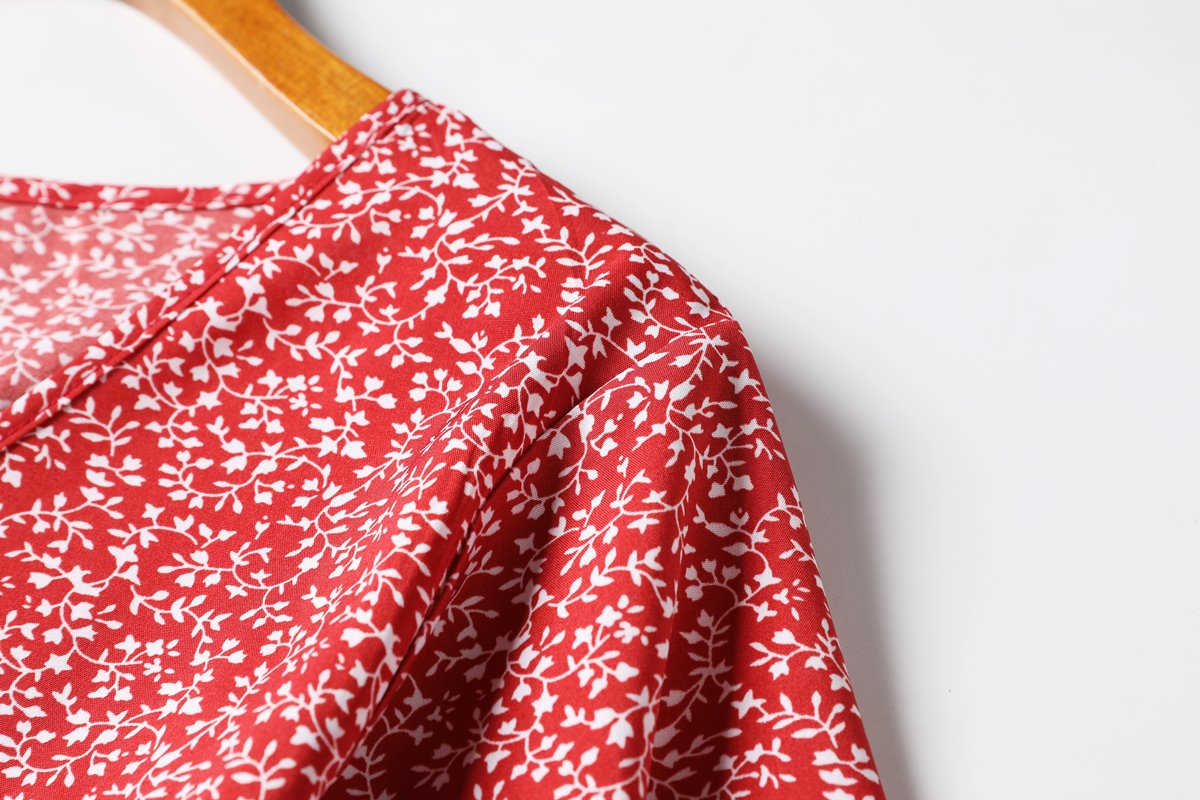 Avril Plus Size Red Ditsy Floral Wrap Dress