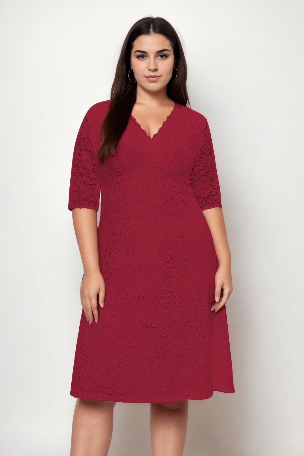 Audrey Plus Size Red Lace Dress