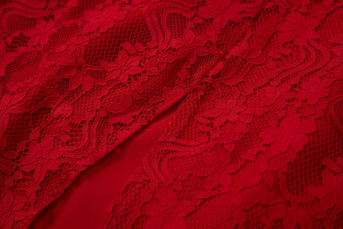 Saige Plus Size Red Long Sleeve Qipao