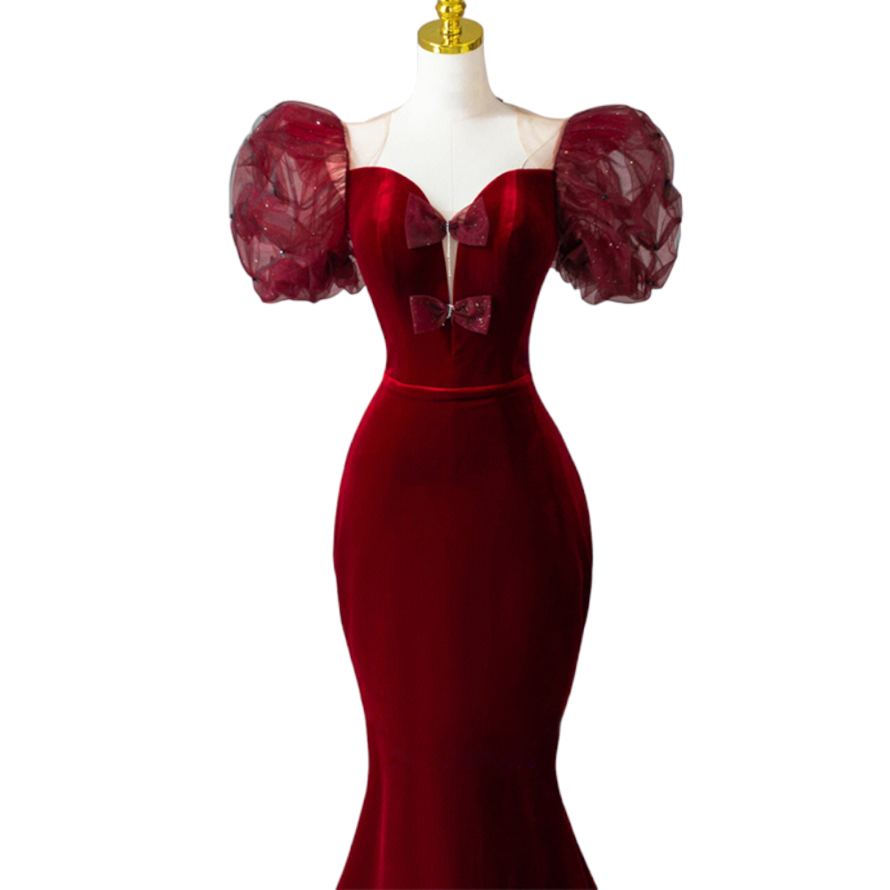 Plus Size Puff Sleeve Vintage Gown