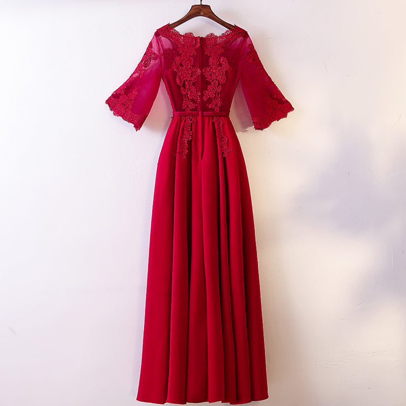 Plus Size Red Short Sleeve Evening Dress