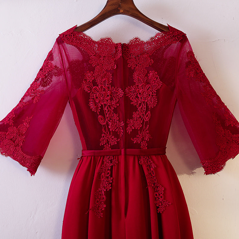 Plus Size Red Short Sleeve Evening Dress