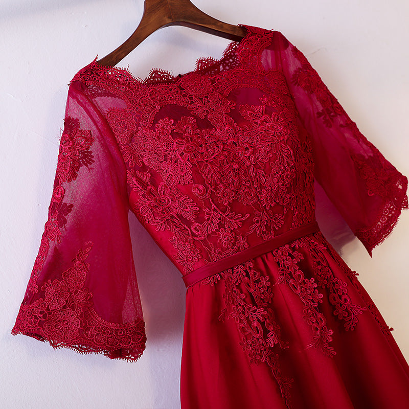 Plus Size Red Short Sleeve Evening Dress