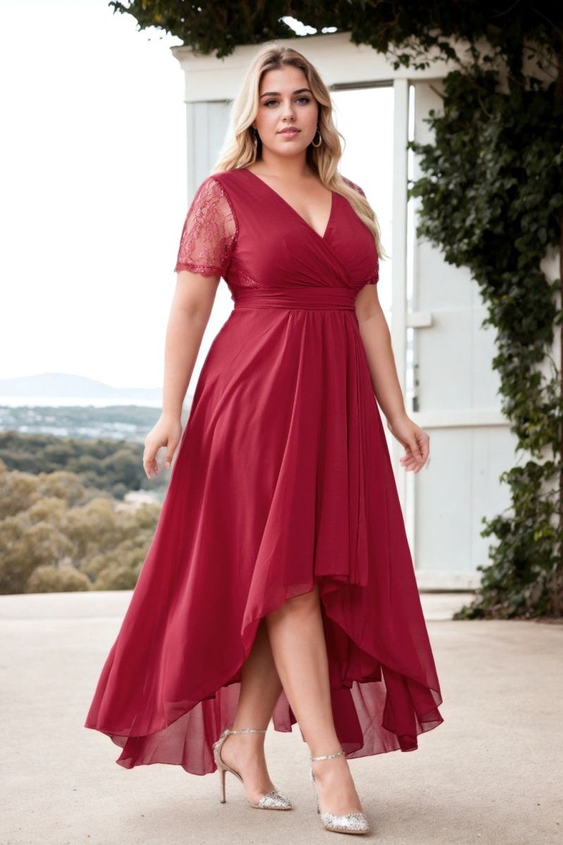 Piper Plus Size Red Short Sleeve Midaxi Dress