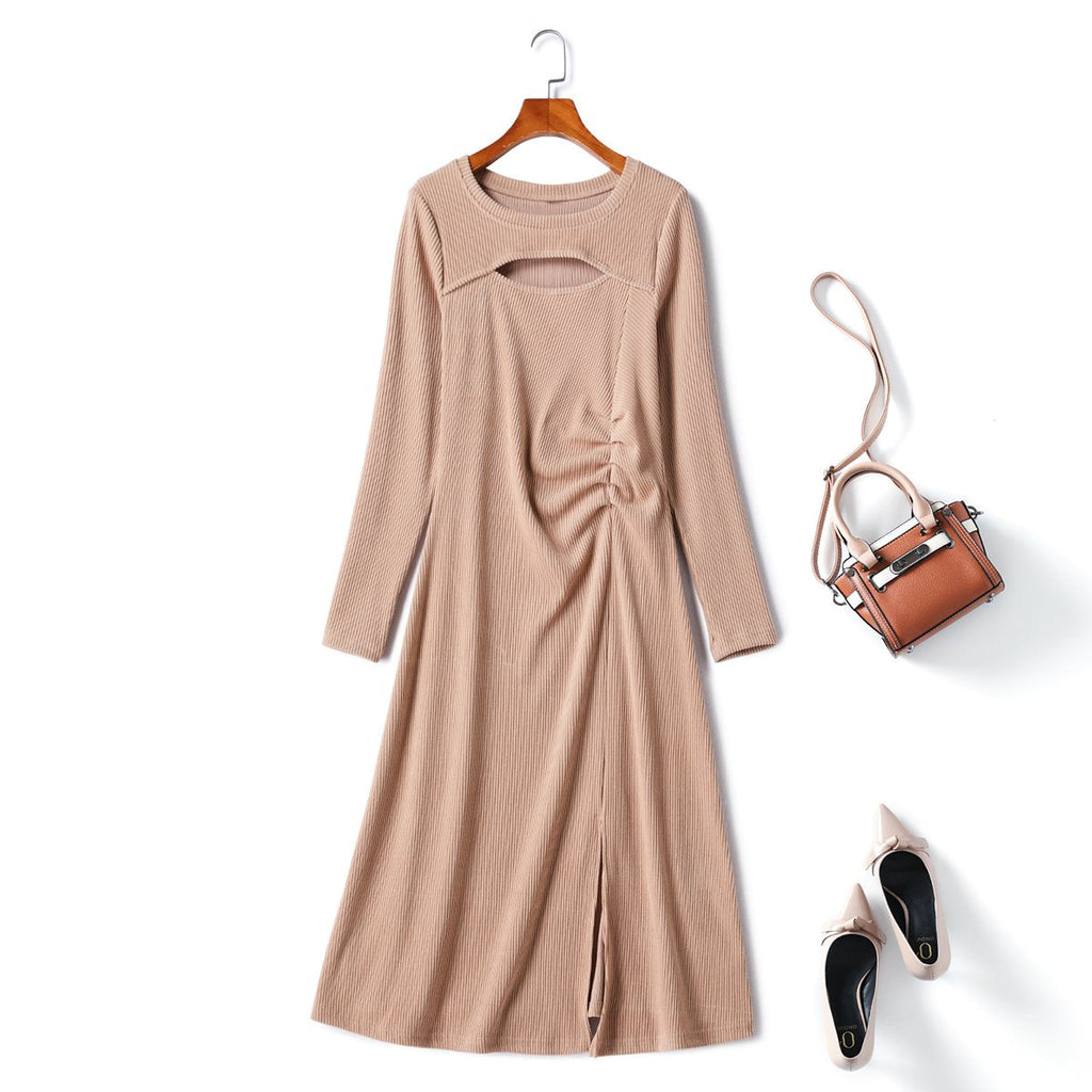 Plus Size Ribbed Long Sleeve Dress